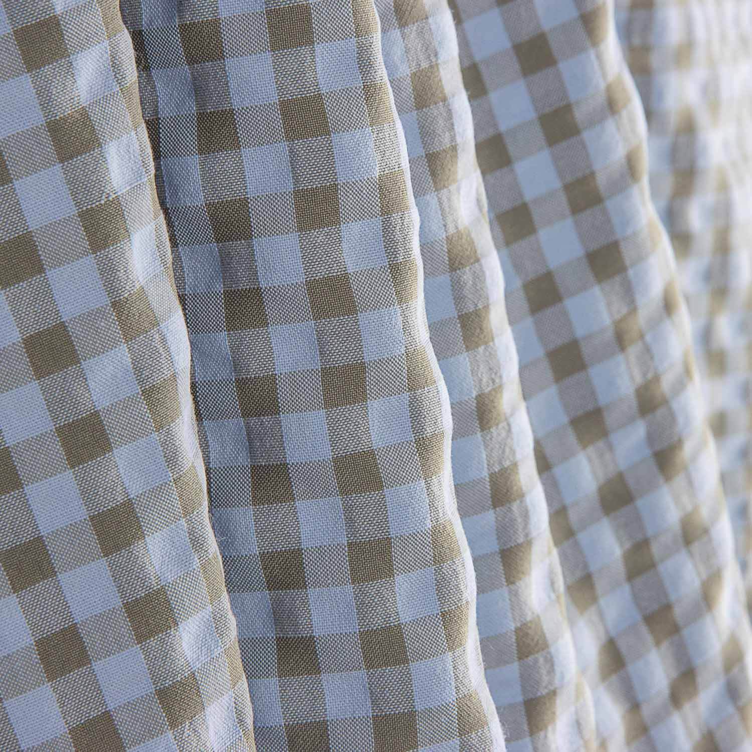 Green and Blue Gingham Checks Seersucker - Ribes y Casals