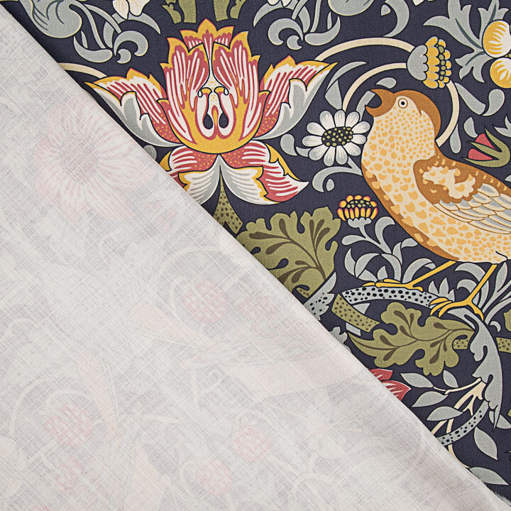 Navy Blue ‘Bird Garden’ Cotton Canvas - Ribes y Casals
