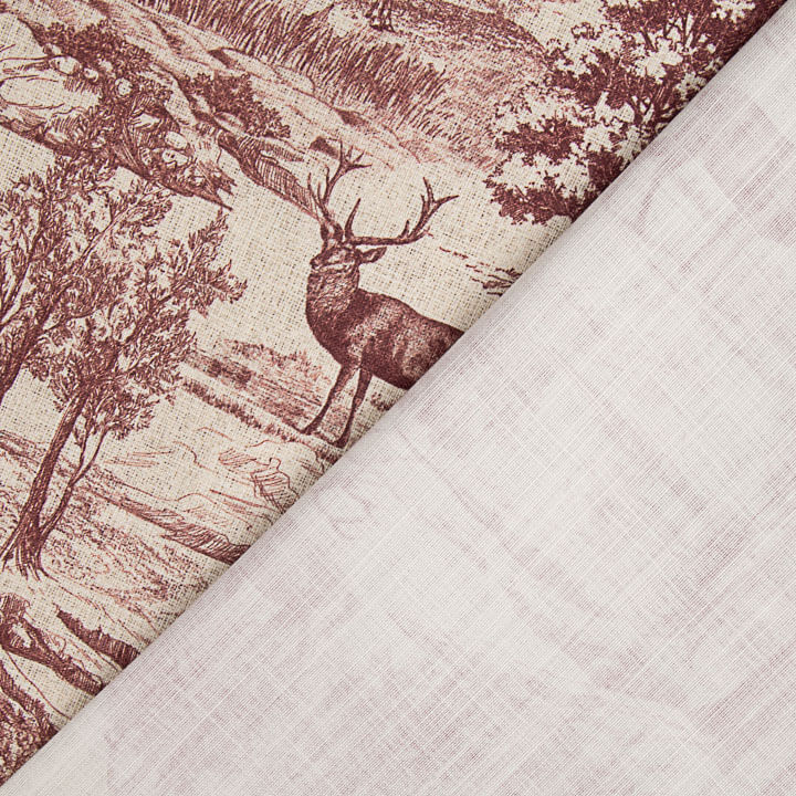 Maroon ‘Deer Forest’ Cotton Canvas - Ribes y Casals