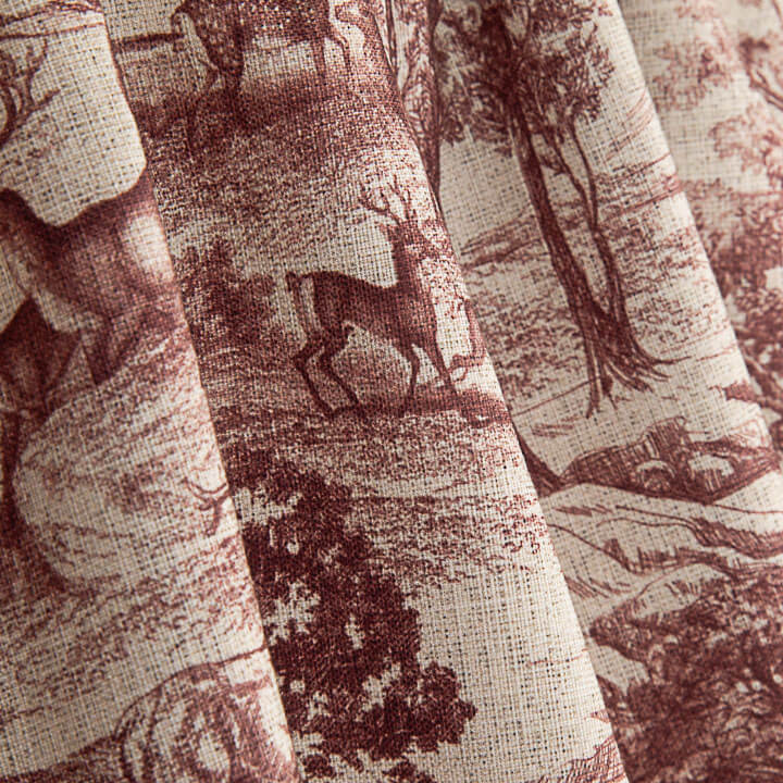 Maroon ‘Deer Forest’ Cotton Canvas - Ribes y Casals