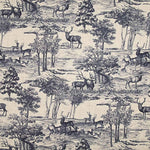 Navy Blue ‘Deer Forest’ Cotton Canvas - Ribes y Casals