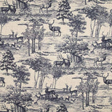 Navy Blue ‘Deer Forest’ Cotton Canvas - Ribes y Casals