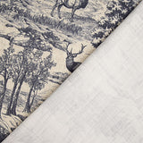 Navy Blue ‘Deer Forest’ Cotton Canvas - Ribes y Casals