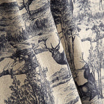 Navy Blue ‘Deer Forest’ Cotton Canvas - Ribes y Casals