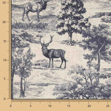 Navy Blue ‘Deer Forest’ Cotton Canvas - Ribes y Casals