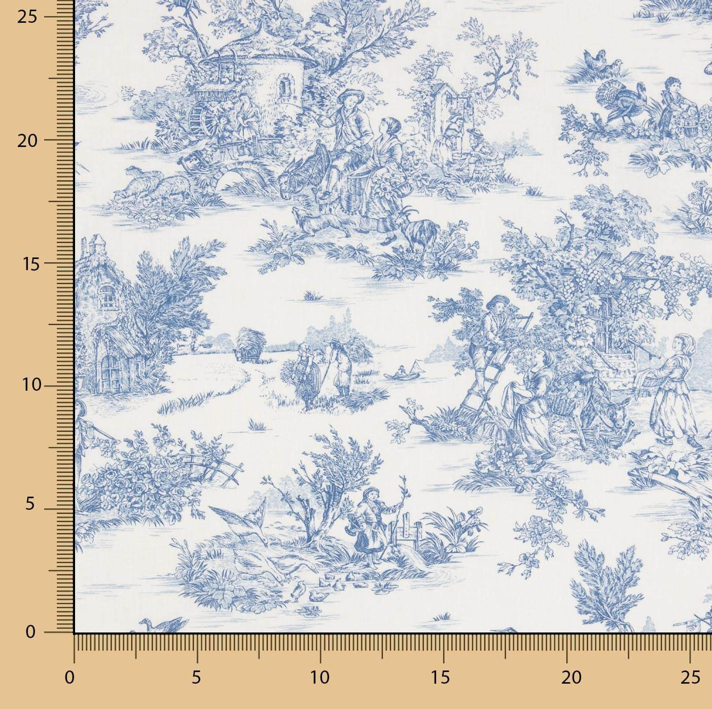 Blue Toile de Jouy Cotton Sheet - Ribes y Casals