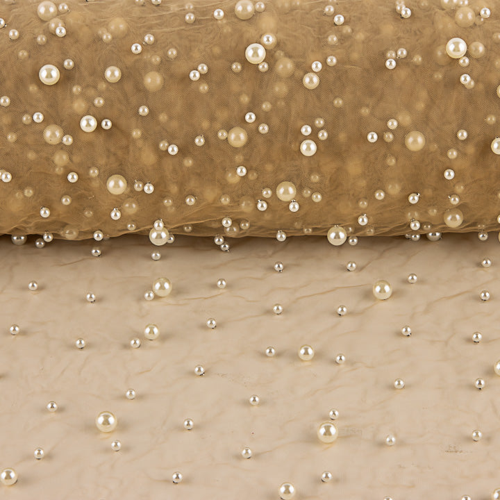 Beige Tulle with Mother-of-Pearl Pearls - Ribes y Casals