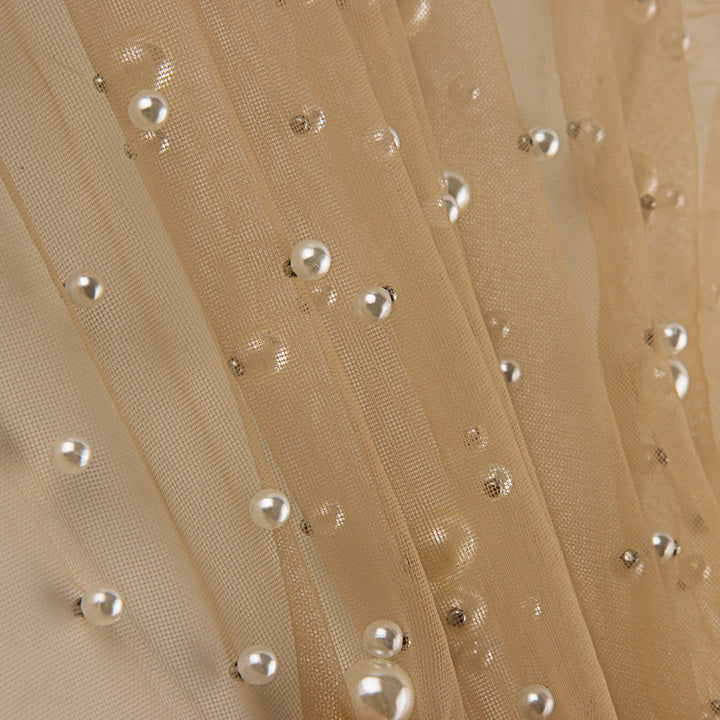 Beige Tulle with Mother-of-Pearl Pearls - Ribes y Casals
