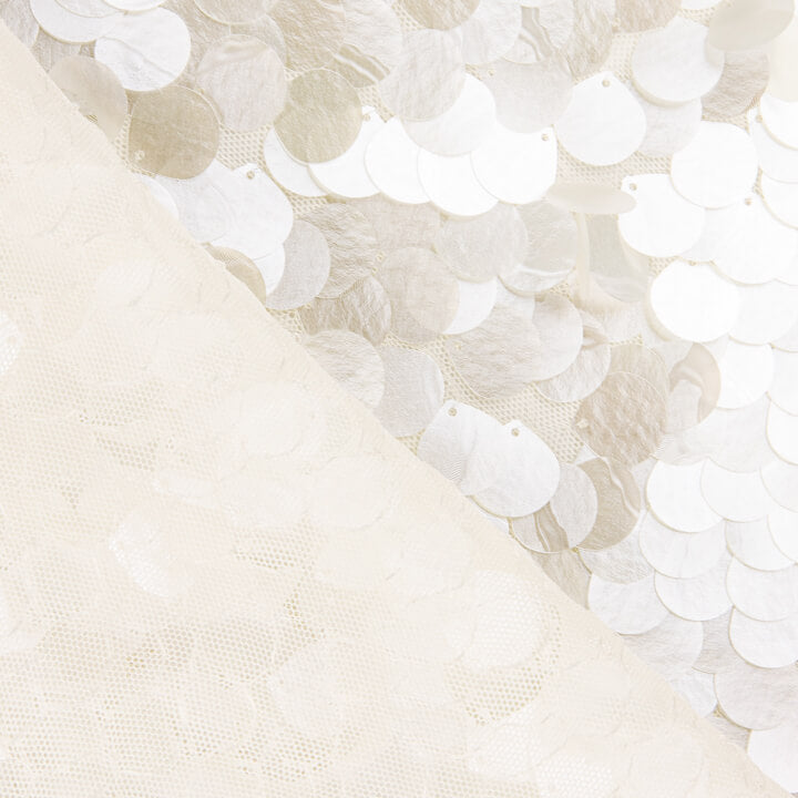 Unbleached Tulle with Mother-of-Pearl Shimmer and Petal Sequin Fabric - Ribes y Casals