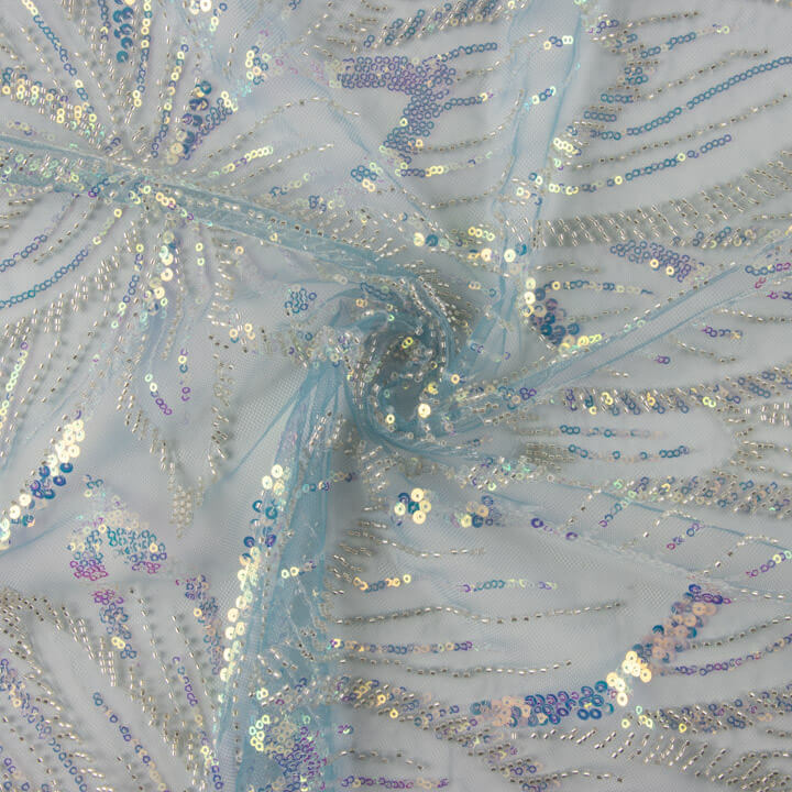 Star-Print Sequin Tulle with Blue Sequins - Ribes y Casals