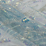 Star-Print Sequin Tulle with Blue Sequins - Ribes y Casals