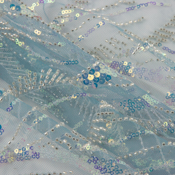 Star-Print Sequin Tulle with Blue Sequins - Ribes y Casals