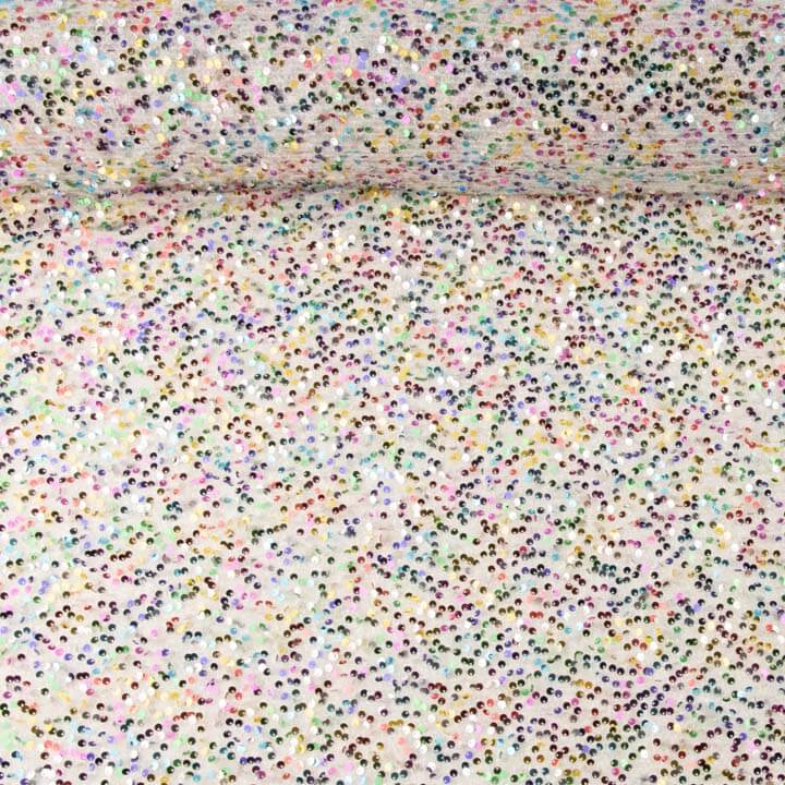 White Sequin Tulle with Multicoloured Sequins - Ribes y Casals