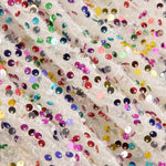 White Sequin Tulle with Multicoloured Sequins - Ribes y Casals