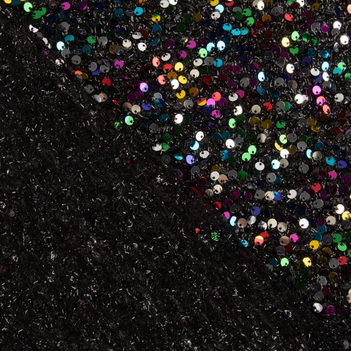 Black Fantasy Sequin Tulle with Multicoloured Sequins - Ribes y Casals