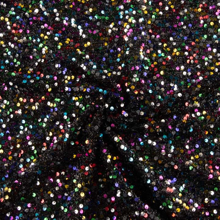 Black Fantasy Sequin Tulle with Multicoloured Sequins - Ribes y Casals