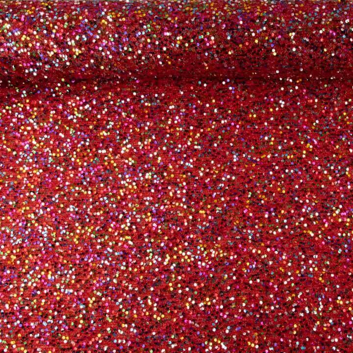 Red Fantasy Sequin Tulle with Multicoloured Sequins - Ribes y Casals