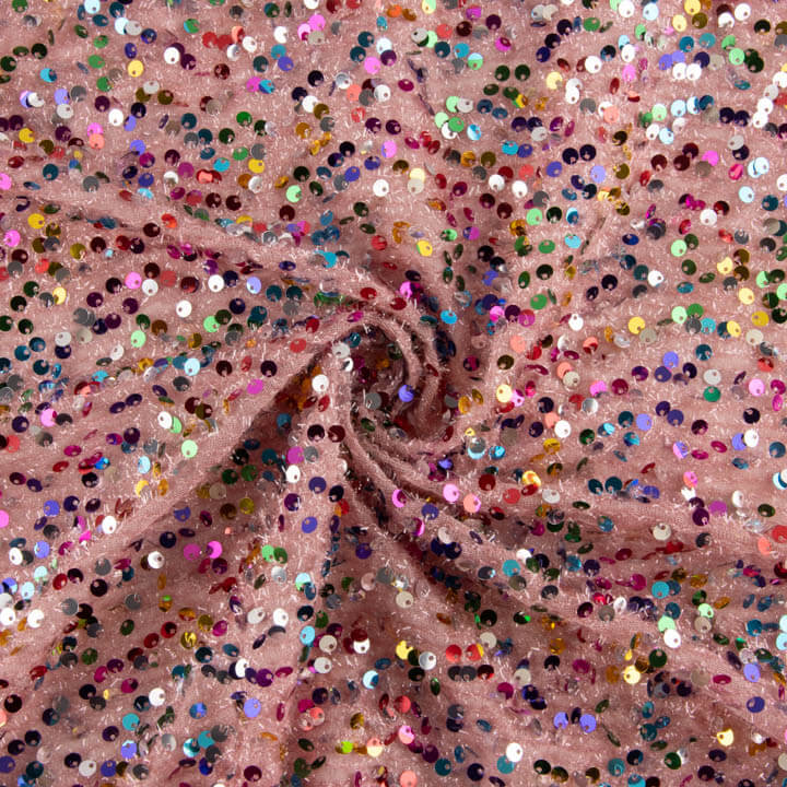 Pink Fantasy Sequin Tulle with Multicoloured Sequins - Ribes y Casals