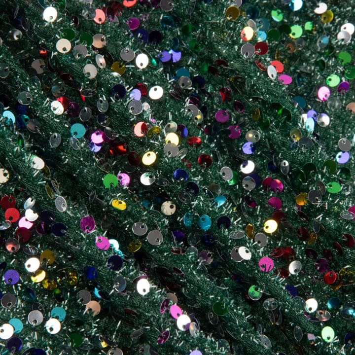 Green Fantasy Tulle with Multicoloured Sequin Fabric - Ribes y Casals