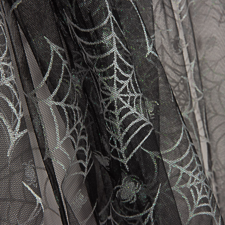 Black Tulle with Silver Spiders – Halloween print - Ribes y Casals