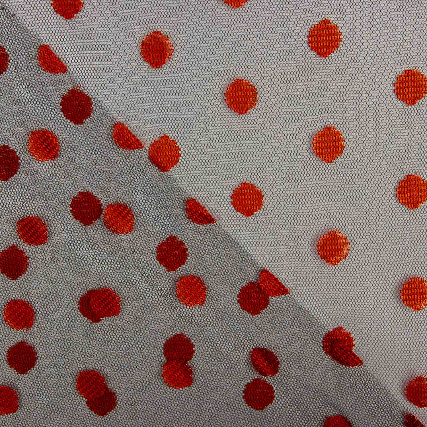Semi-Rigid Red Polka Dot Tulle - Ribes y Casals