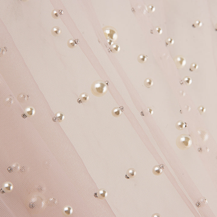 Pink Tulle Nude Make-up with Pearls - Ribes y Casals