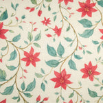 Cotton Canvas with Linen Fabric Effect, Red Garden Watercolour Print - Ribes y Casals