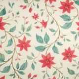 Cotton Canvas with Linen Fabric Effect, Red Garden Watercolour Print - Ribes y Casals