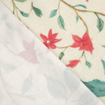 Cotton Canvas with Linen Fabric Effect, Red Garden Watercolour Print - Ribes y Casals