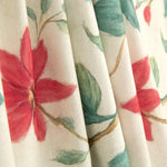 Cotton Canvas with Linen Fabric Effect, Red Garden Watercolour Print - Ribes y Casals