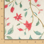 Cotton Canvas with Linen Fabric Effect, Red Garden Watercolour Print - Ribes y Casals