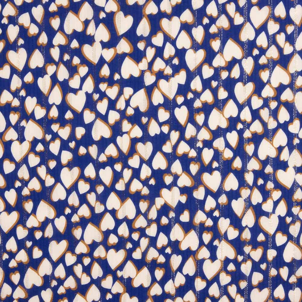 Silver Lurex Viscose with Blue Hearts - Ribes y Casals