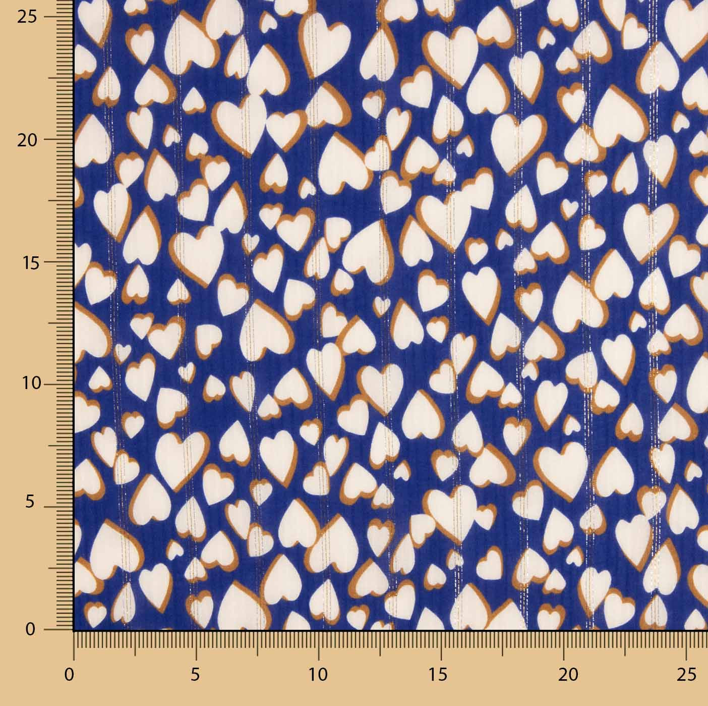 Silver Lurex Viscose with Blue Hearts - Ribes y Casals
