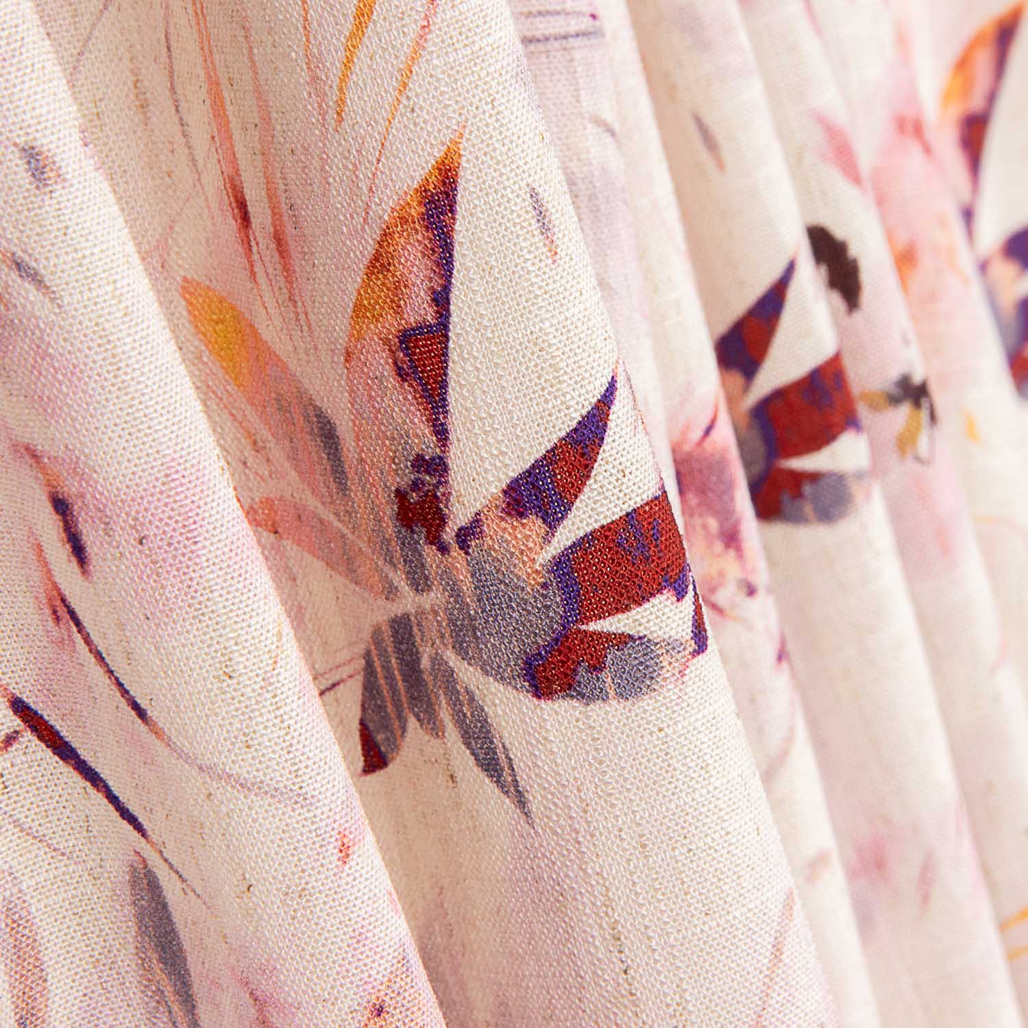 Pink Watercolour-Print Viscose-Linen - Ribes y Casals