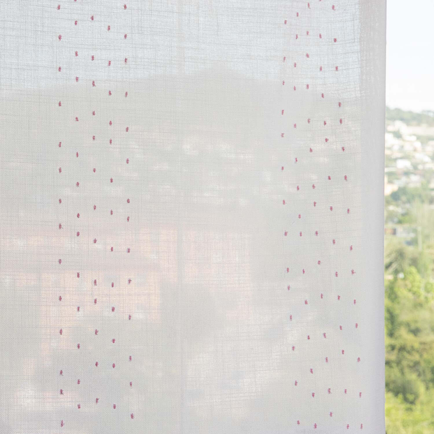 Pink Striped Plumeti Sheer Curtain - Ribes y Casals