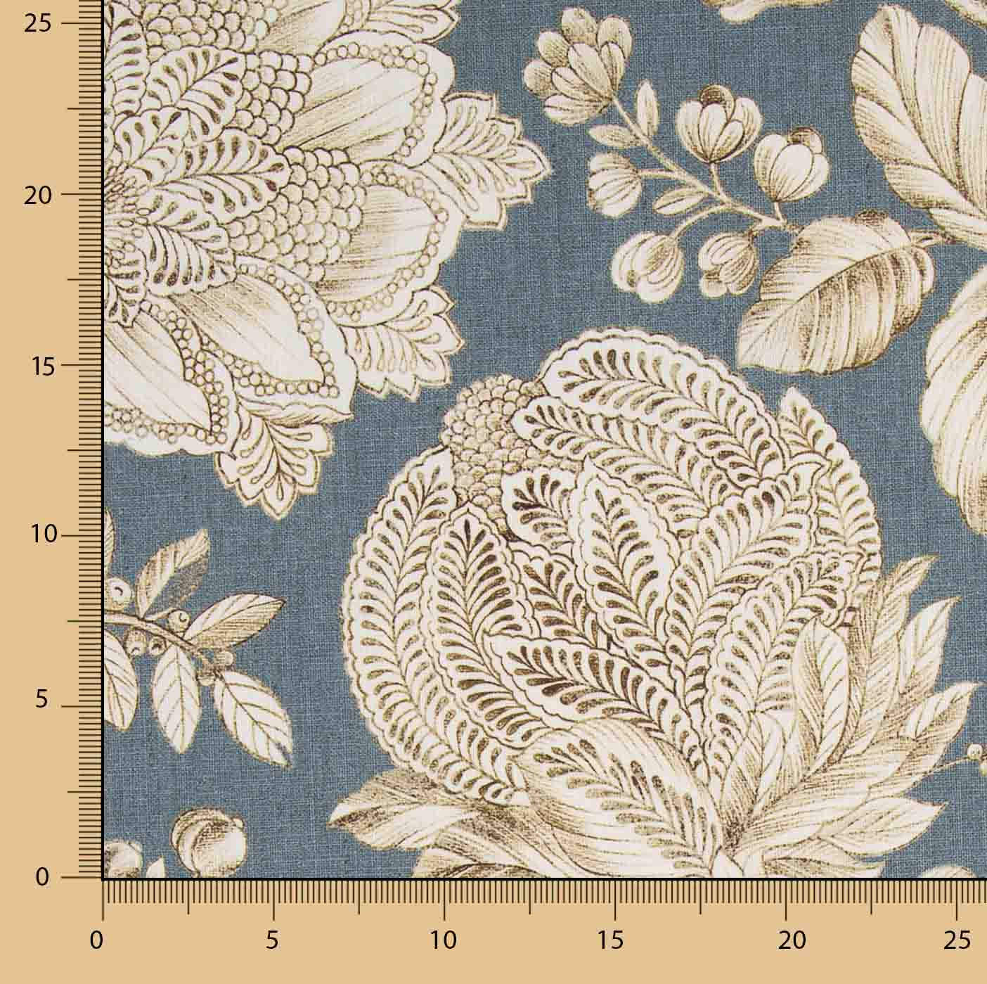 Imperial Blue Cotton Canvas with Linen Fabric Effect - Ribes y Casals