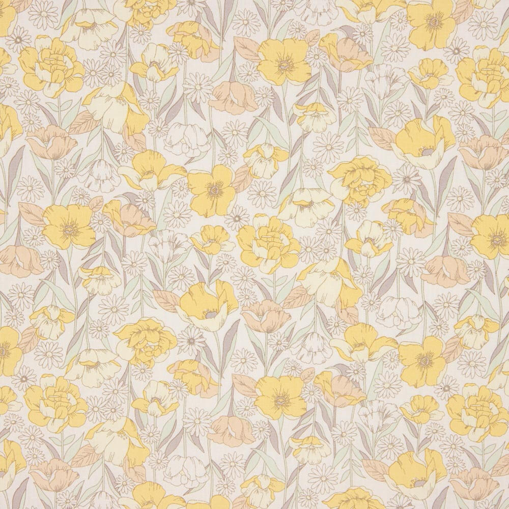 Poppies Yellow Cotton Poplin - Ribes y Casals