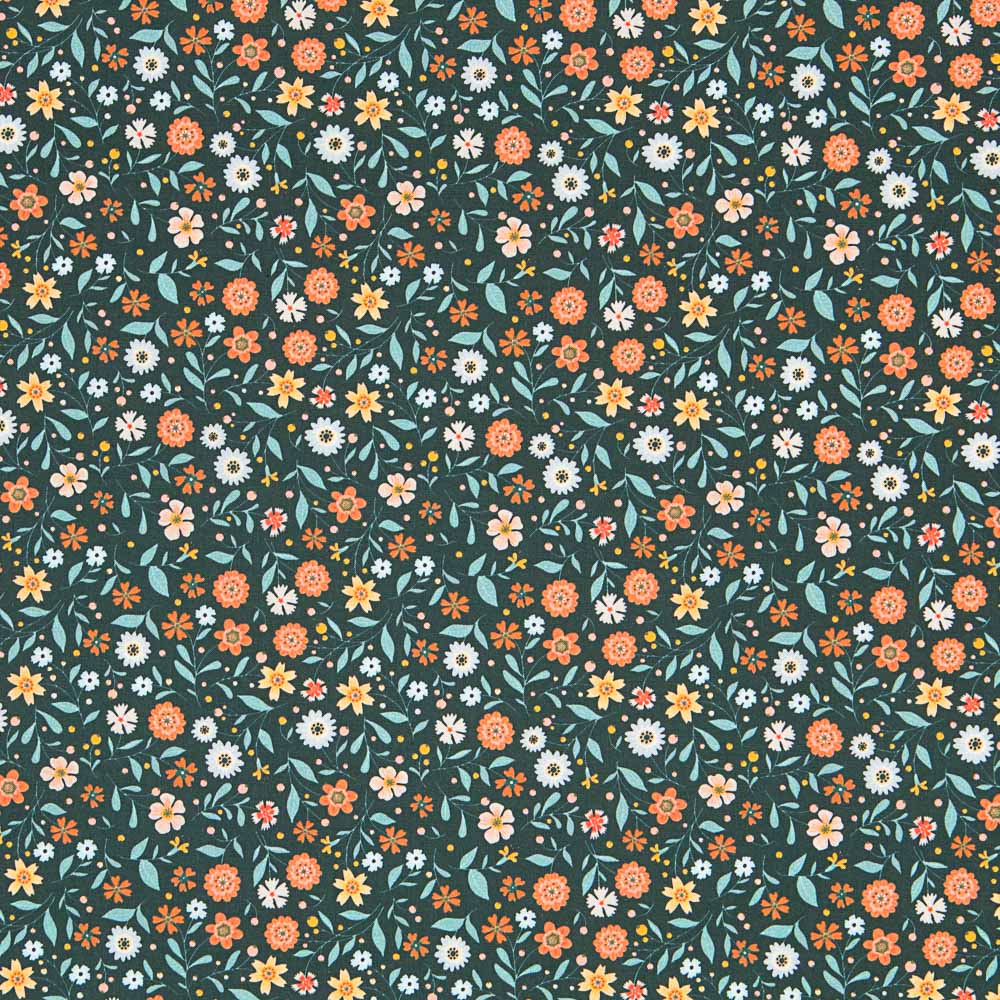 Antibacterial Green Flowers Cotton - Ribes y Casals