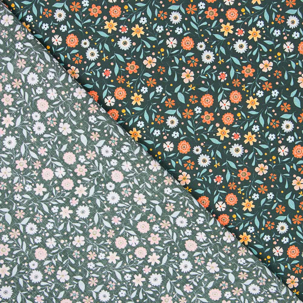 Antibacterial Green Flowers Cotton - Ribes y Casals