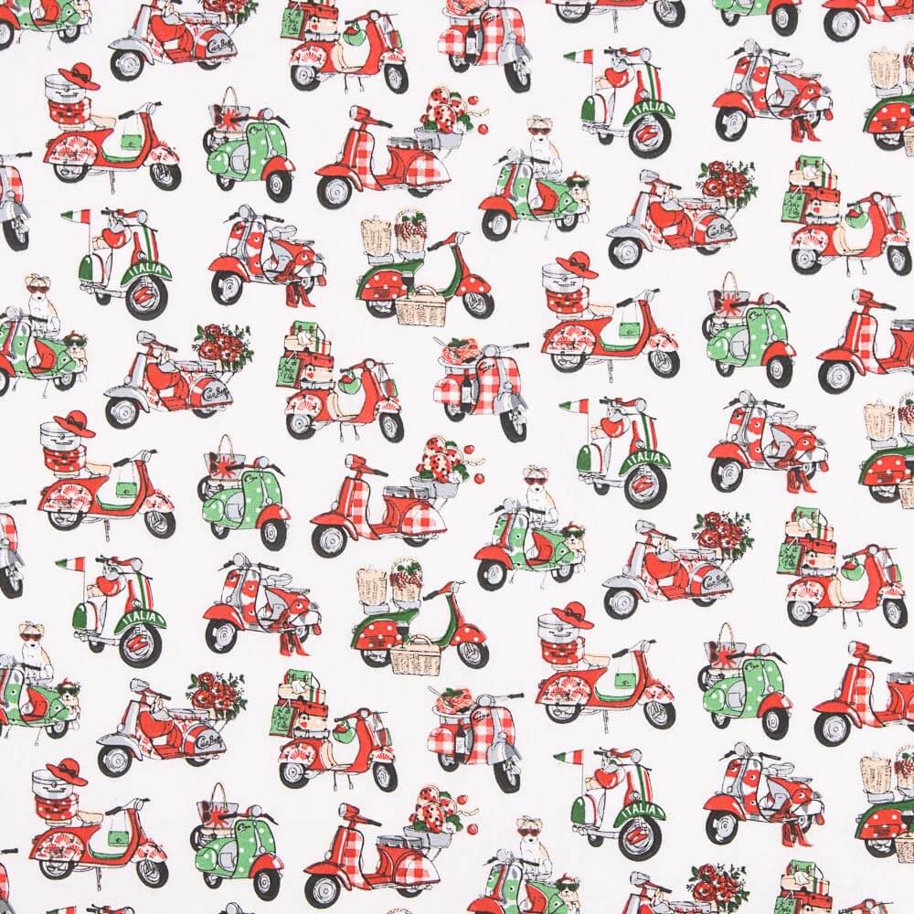 Cotton Printed Vespas Italy - Ribes y Casals