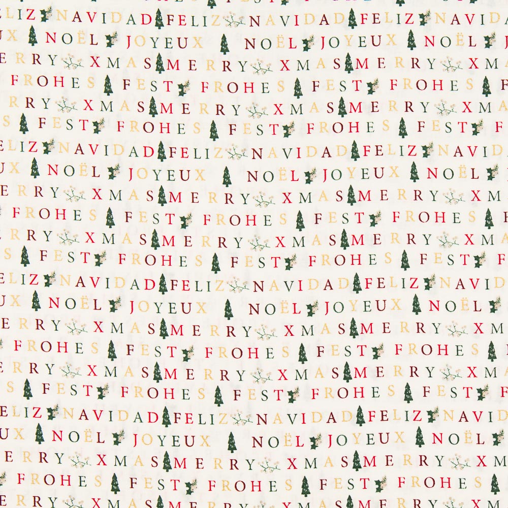 Scrap Algodón Feliz Navidad Crudo 90x140cm - Ribes y Casals