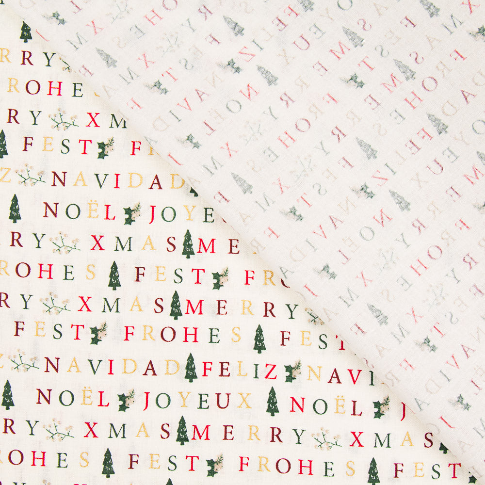 Scrap Algodón Feliz Navidad Crudo 90x140cm - Ribes y Casals