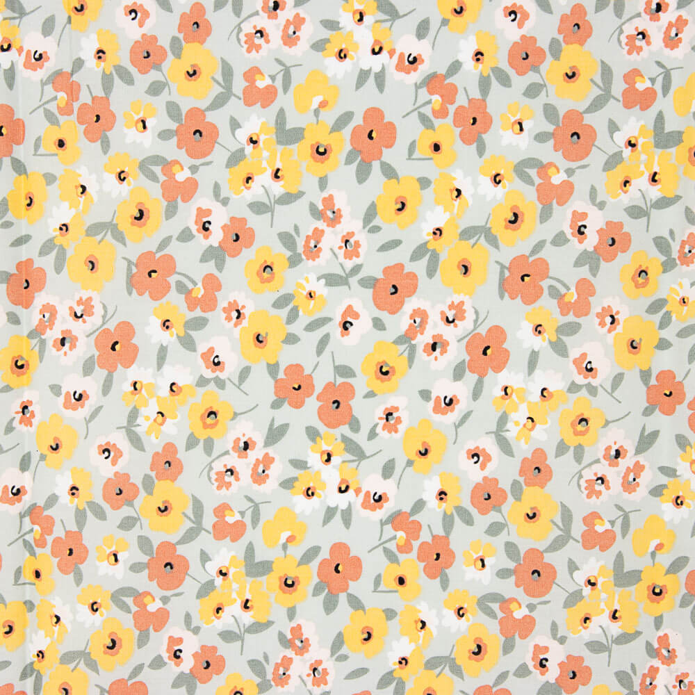 Cotton Poplin Flowers Sage Green - Ribes y Casals