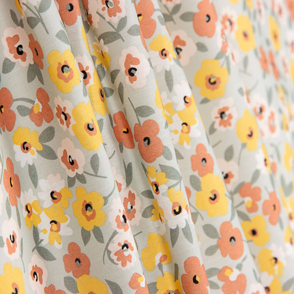 Cotton Poplin Flowers Sage Green - Ribes y Casals
