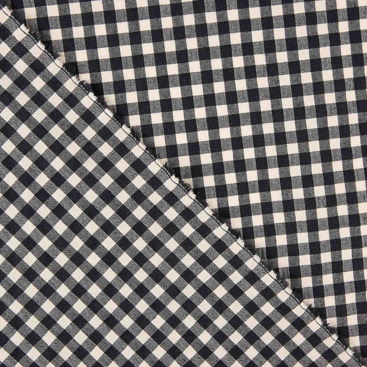 Black and White Medium Check Cotton Seersucker - Ribes y Casals