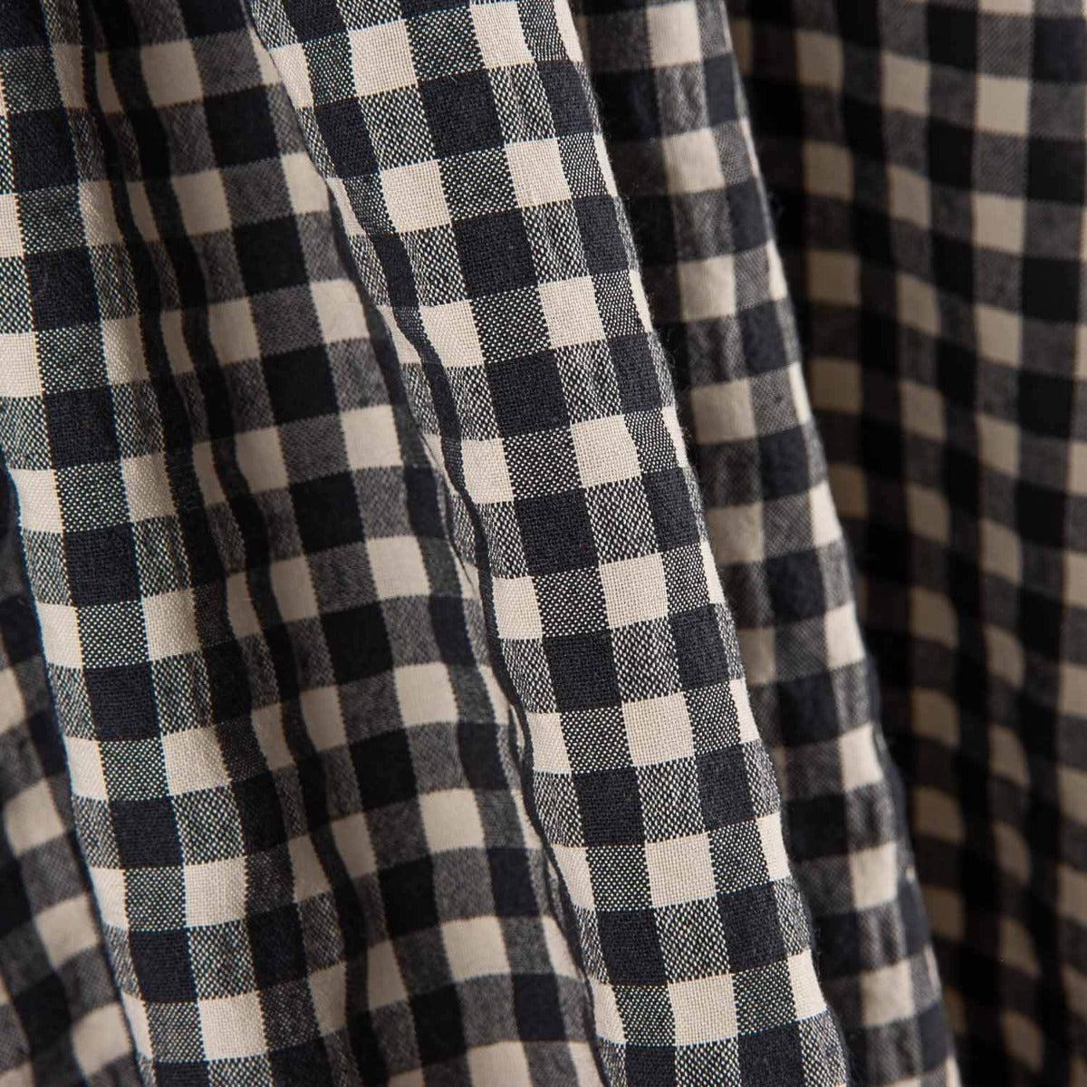 Black and White Medium Check Cotton Seersucker - Ribes y Casals