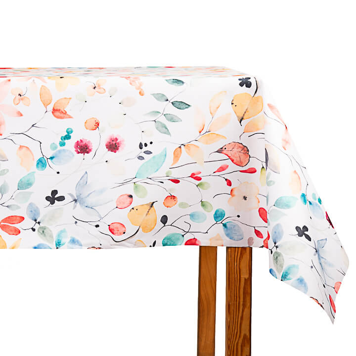 Resin-coated, stain-resistant, multicoloured watercolour floral print - Ribes y Casals
