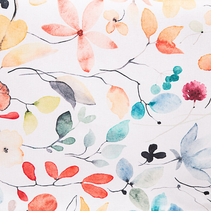 Resin-coated, stain-resistant, multicoloured watercolour floral print - Ribes y Casals