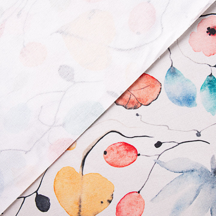 Resin-coated, stain-resistant, multicoloured watercolour floral print - Ribes y Casals