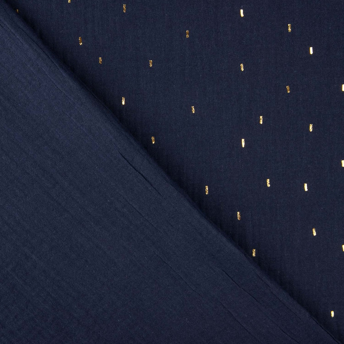 Navy Double Gauze with Gold Lurex - Ribes y Casals